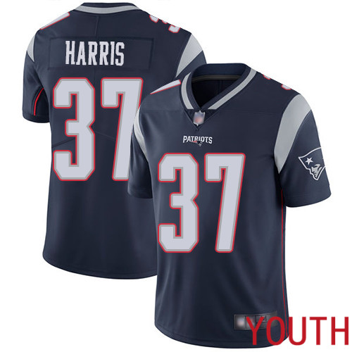 New England Patriots Football #37 Vapor Limited Navy Blue Youth Damien Harris Home NFL Jersey->youth nfl jersey->Youth Jersey